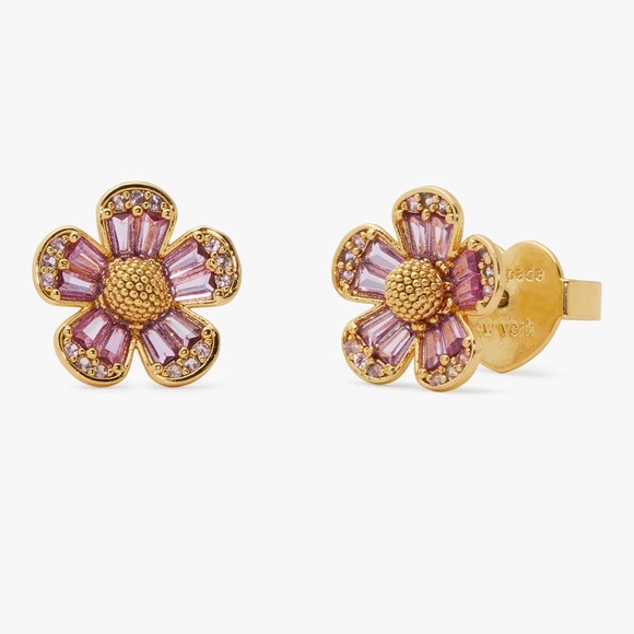 Kate Spade New York Women's Fleurette Stud Earrings Gold Pink - Picture 1 of 5